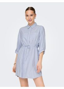 Only Damen Hemdblusenkleid "ONLSARAH LS SHIRT DRESS WVN", weiß, modisch, Gr. S, gestreift, Web, Obermaterial: 60% Polyester, 40% Viskose, Kleider