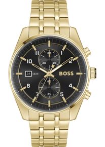 BOSS Herren Chronograph "SKYTRAVELLER", gold, Armbanduhren, Quarzuhr, Herrenuhr, Armbanduhr, Stoppfunktion, Edelstahlarmband
