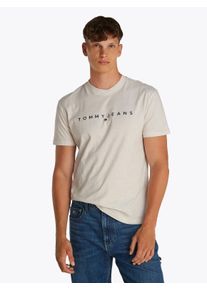 Tommy Jeans Herren T-Shirt "TJM REG LINEAR LOGO TEE EXT", beige, casual, Gr. XXXL, Single Jersey, Obermaterial: 100% Baumwolle, Shirts