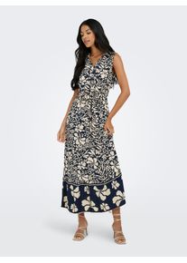 Only Damen Maxikleid "ONLVIBE LIFE S/L SHIRT LONG DRESS WVN"night sky aop:cd narri prinit, modisch, Gr. S, bedruckt, Web, Obermaterial: 100% Viskose,