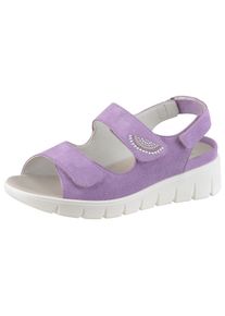 Waldläufer WALDLÄUFER Damen Keilsandalette "K-Adea", Gr. 7, lila, Veloursleder, unifarben, klassisch, Schuhe, Sommerschuh, Sandale, Keilabsatz, mit