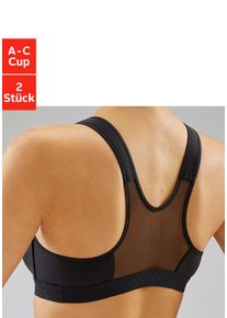 Petite Fleur Damen Sport-BH, Gr. 70, schwarz, Jersey, Obermaterial: 75% Baumwolle, 15% Elasthan, 10% Polyester, sportlich, BHs, ohne Bügel für Yoga