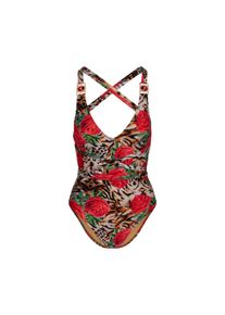 MODA MINX Damen Badeanzug "Be Fierce", rot, feminin, Gr. XL, geblümt, 82% Polyamid, 18% Elasthan, Badeanzüge, im modischen Design
