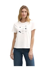 Tom Tailor Damen T-Shirtsoft clear weiß, casual, Gr. XXL, unifarben, Jersey, Obermaterial: 100% Baumwolle, Shirts, mit Frontprint