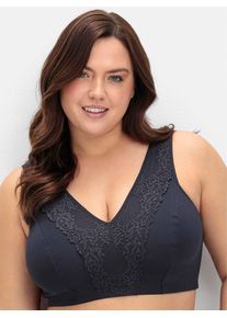sheego Damen Bügelloser BH, Gr. 85, blau, 95% Baumwolle, 5% Elasthan, BHs