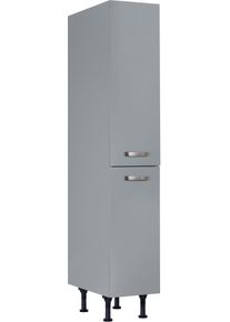Apothekerschrank KOCHSTATION, B:30cm H:176,6cm T:58,4cm, grau, Küche, Schränke, "KS-Cara", mit 2 Vollauszügen und 4 Ablagen, höhenverstellbare Füße,