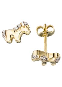 Jobo Damen Paar Ohrstecker "Pferd", Gelbgold 333, gold, Gelbgold 333, Ohrringe, 333 Gold bicolor mit 10 Zirkonia