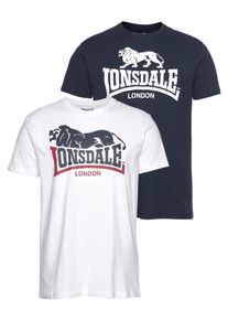 Lonsdale Herren T-Shirt "LOSCOE", blau, sportlich, Gr. XXL, unifarben, Single Jersey, Obermaterial: 100% Baumwolle, Shirts, Doppelpack