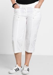 sheego Damen 3/4-Hose, weiß, Gr. 50, unifarben, 97% Baumwolle, 3% Elasthan, Hosen