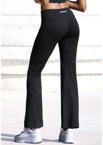 Damen Funktionshose, schwarz, sportlich, Gr. L, Copenhagen Studios, unifarben, Obermaterial: 78% Polyester, 22% Elasthan, Hosen, mit breitem bequemen