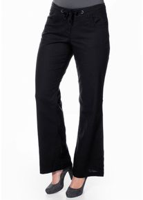 sheego Damen Bootcuthose, schwarz, Gr. 48, unifarben, 55% Leinen, 45% Baumwolle, Hosen