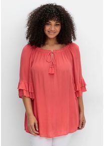 Damen Longbluse, rot, Gr. 42, sheego by Joe Browns, 100% Viskose, Blusen