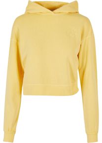 Urban Classics Damen Kapuzenpullover "Urban Classics Damen Ladies Short Flower Embroidery Terry Hoody", gelb, casual, Gr. XL, unifarben, 100%