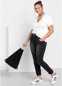 sheego Damen Bequeme Jeans, schwarz, Gr. 26, 37% Viskose, 34% Baumwolle, 27% Polyester, 2% Elasthan, 67% Baumwolle, 2% Elasthan, 27% Polyester, Jeans