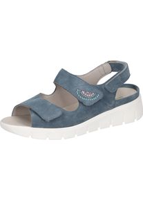 Waldläufer WALDLÄUFER Damen Keilsandalette "K-Adea", Gr. 5,5, blau, Veloursleder, klassisch, Schuhe, Sommerschuh, Sandale, Keilabsatz, mit Klettverschlüssen,