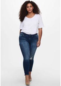 Only CARMAKOMA Damen Skinny-fit-Jeans "CARWILLY REG SKINNY ANK JEANS", blau, modisch, Gr. 54, Destroyed-Effekte, Jeans, Obermaterial: 94% Baumwolle,