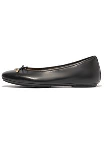 fitflop Damen Ballerina "DELICATO BOW", Gr. 43, schwarz, Leder, unifarben, elegant, Schuhe, Slipper mit Schleife