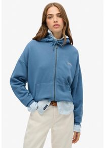 Superdry Damen Kapuzensweatjacke "ESSENTIAL LOGO GD ZH", blau, casual, Gr. M, bedruckt, Sweatware, Obermaterial: 100% Baumwolle, Sweatjacken