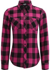 Urban Classics Damen Langarmhemd "Urban Classics Damen Ladies Turnup Checked Flanell Shirt", lila, Gr. S, 100% Baumwolle, Hemden