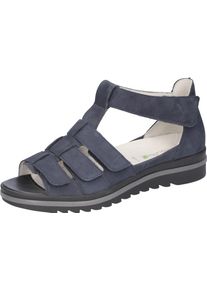 Waldläufer WALDLÄUFER Damen Sandale "Hakura", Gr. 7, blau, Nubukleder, klassisch, Schuhe, Sommerschuh, Sandalette, Keilabsatz, mit Klett, Komfortweite H