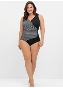 sheego Damen Badeanzug, schwarz, Gr. 52, Polyester, Badeanzüge
