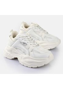 Buffalo Damen Plateausneaker "YUNO", Gr. 42, weiß, Lederimitat, Textil, modisch, Schuhe, Chunky-Sneaker, Schnürschuh, Leichtgewicht mit Memory