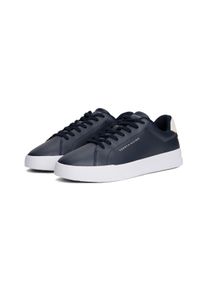 Tommy Hilfiger Herren Sneaker "TH COURT LTH DETAIL ESS", Gr. 41, blau, Leder, Lederimitat, sportlich, Schuhe, Freizeitschuh, Halbschuh, Schnürschuh