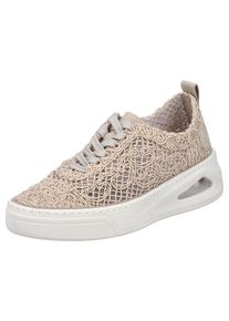 Rieker Damen Plateausneaker, Gr. 41, beige, Textil, casual, Schuhe, Schnürschuh, Halbschuh in sommerlicher Makramee-Optik