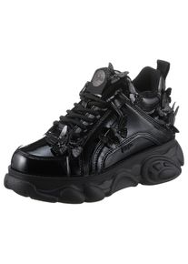 Buffalo Damen Plateausneaker "CORIN BUTTERFLIES", Gr. 41, schwarz, Lacklederimitat, glänzend, modisch, Schuhe, Freizeitschuh, Halbschuh, Schnürschuh,