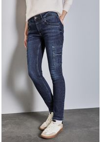 Street One Damen Regular-fit-Jeans "Style YORK", blau, casual, Gr. 34, unifarben, Denim/Jeans, Obermaterial: 82% Baumwolle, 15% Polyester, 3%
