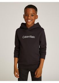 Jungen Kapuzensweatshirt "Inst. Logo Reg. Terry Hoodie", schwarz, casual, Gr. 4, Calvin Klein Jeans, unifarben, Sweatware, Obermaterial: 100%