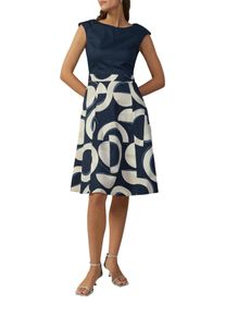 Damen A-Linien-Kleid, blau, casual, Gr. 46, s.Oliver BLACK LABEL, bedruckt, Obermaterial: 97% Baumwolle, 3% Elasthan. Futter: 100% Polyester,