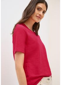 Cecil Damen Rundhalsshirtglazed apple rot, casual, Gr. XL, unifarben, Jersey, Obermaterial: 90% Baumwolle, 10% Polyester, Shirts, mit seitlichen