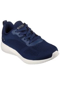 Skechers Damen Sneaker "BOBS SQUAD - TOUGH TALK", Gr. 36, blau, Textil, sportlich, Schuhe, Schnürschuh, Freizeitschuh, Trainingsschuh in Strick-Optik