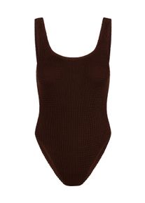 MODA MINX Damen Badeanzug "Scrunch Scoop Neck Swimsuit", braun, casual, Gr. XL, 97% Polyamid, 3% Elasthan, Badeanzüge, mit strukturiertem