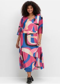 sheego Damen Chiffonkleid "Kleid", pink, Gr. 52, 100% Polyester, Kleider