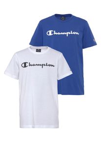 Champion Kinder T-Shirt, blau, sportlich, Gr. L, Obermaterial: 100% Baumwolle, Shirts, Doppelpack für Kinder