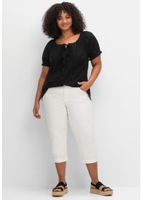 Damen Kurzarmbluse, schwarz, Gr. 56, sheego by Joe Browns, unifarben, 100% Baumwolle, Blusen
