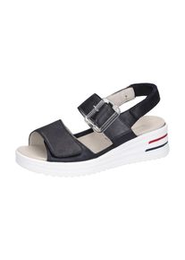 Waldläufer WALDLÄUFER Damen Keilsandalette "H-DINA", Gr. 5, blau, Nubukleder, unifarben, klassisch, Schuhe, Klettschuh, Sandale, Sommerschuh in Komfortweite H