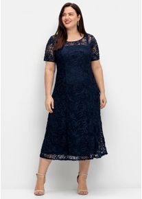 sheego Damen Abendkleid "Abendkleid", blau, Gr. 50, unifarben, 100% Polyester, Kleider