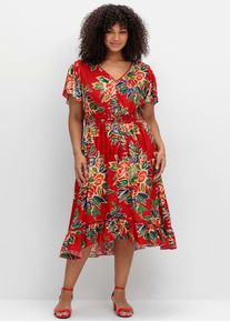 Damen Druckkleid "Kleid", rot, Gr. 44, sheego by Joe Browns, geblümt, gemustert, 100% Viskose, Kleider