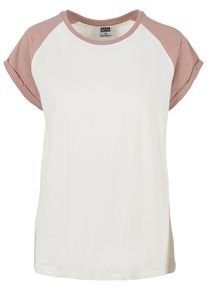 Urban Classics Herren Kurzarmshirt "Urban Classics Damen Ladies Contrast Raglan Tee", rosa, casual, Gr. M, mehrfarbig, 60% Baumwolle, 40% Polyester,