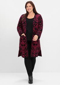 Damen Longstrickjacke, schwarz, Gr. 40, sheego by Joe Browns, gemustert, 75% Polyacryl, 22% Polyester, 3% Elasthan, Strickjacken