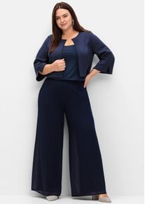 sheego Damen Boleroblazer "Bolero", blau, Gr. 54, 54% Polyester, 41% Viskose, 5% Elasthan, Blazer