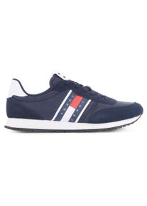 Tommy Jeans Herren Sneaker "TJM RUNNER CASUAL ESS", Gr. 41, blau, Textil, Veloursleder, Lederimitat, kontrastfarbene Details, sportlich, Schuhe,