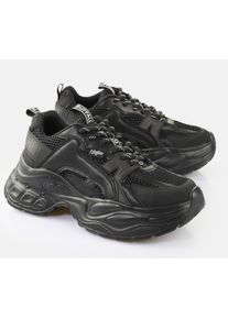 Buffalo Damen Plateausneaker "YUNO", Gr. 42, schwarz, Lederimitat, Textil, modisch, Schuhe, Chunky-Sneaker, Schnürschuh, Leichtgewicht mit Memory
