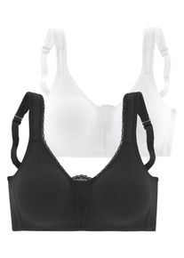 Petite Fleur Damen Soft-BH, Gr. 80, schwarz, Jersey, Spitze, Obermaterial: 90% Baumwolle, 5% Elasthan, 5% Polyamid, klassisch, BHs, ohne Bügel mit