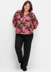 sheego Damen Stretch-Hose, schwarz, Gr. 46, unifarben, 98% Baumwolle, 2% Elasthan, Hosen