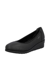 Rieker Damen Keilpumps, Gr. 37, schwarz, Glattleder, unifarben, klassisch, Schuhe, Ballerina, Schlupfschuh, Slipper mit leichter Struktur im