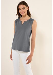 Cecil Damen T-Shirt, grau, casual, Gr. XXL, unifarben, Web, 100% Baumwolle , Shirts, mit geschlitztem Rundhalsausschnitt